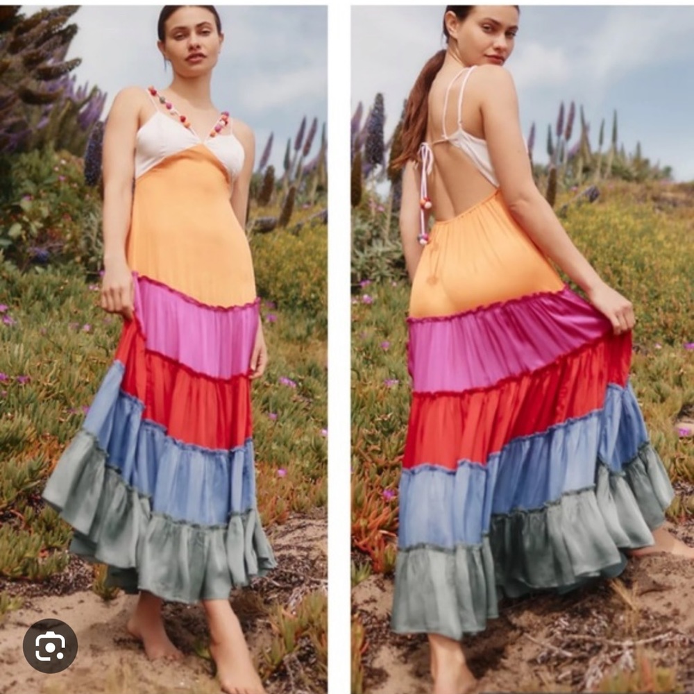 NWT rainbow vneck maxi dress Anthropologie